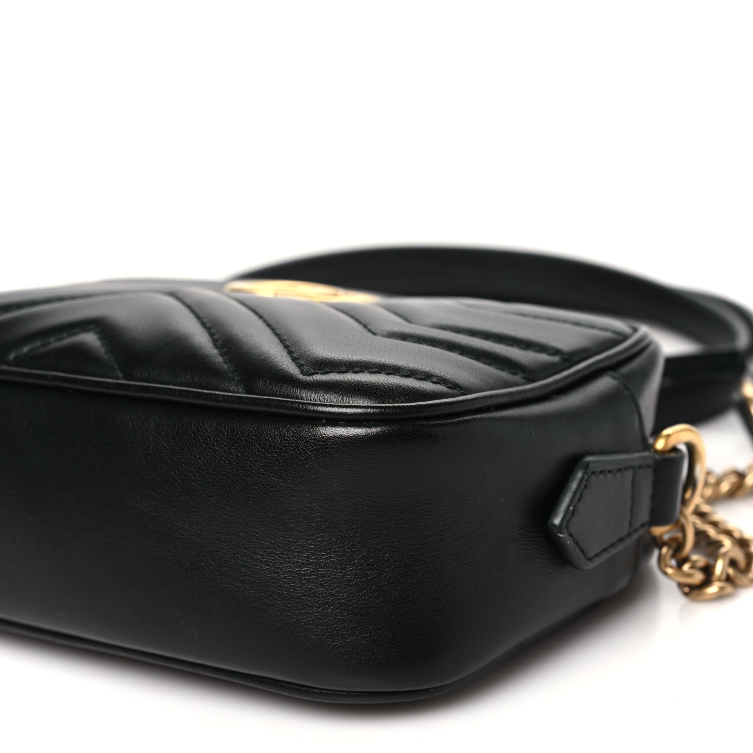 Gucci Calfskin Matelasse Mini GG Marmont Chain Shoulder Bag Black 10 of 12