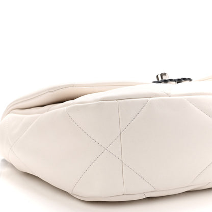 Chanel Glossy Calfskin Quilted Medium Chanel 19 Flap White Black 9 of 10