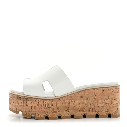 Hermes Calfskin Cork Eze 30 Sandals 37 White 1 of 10