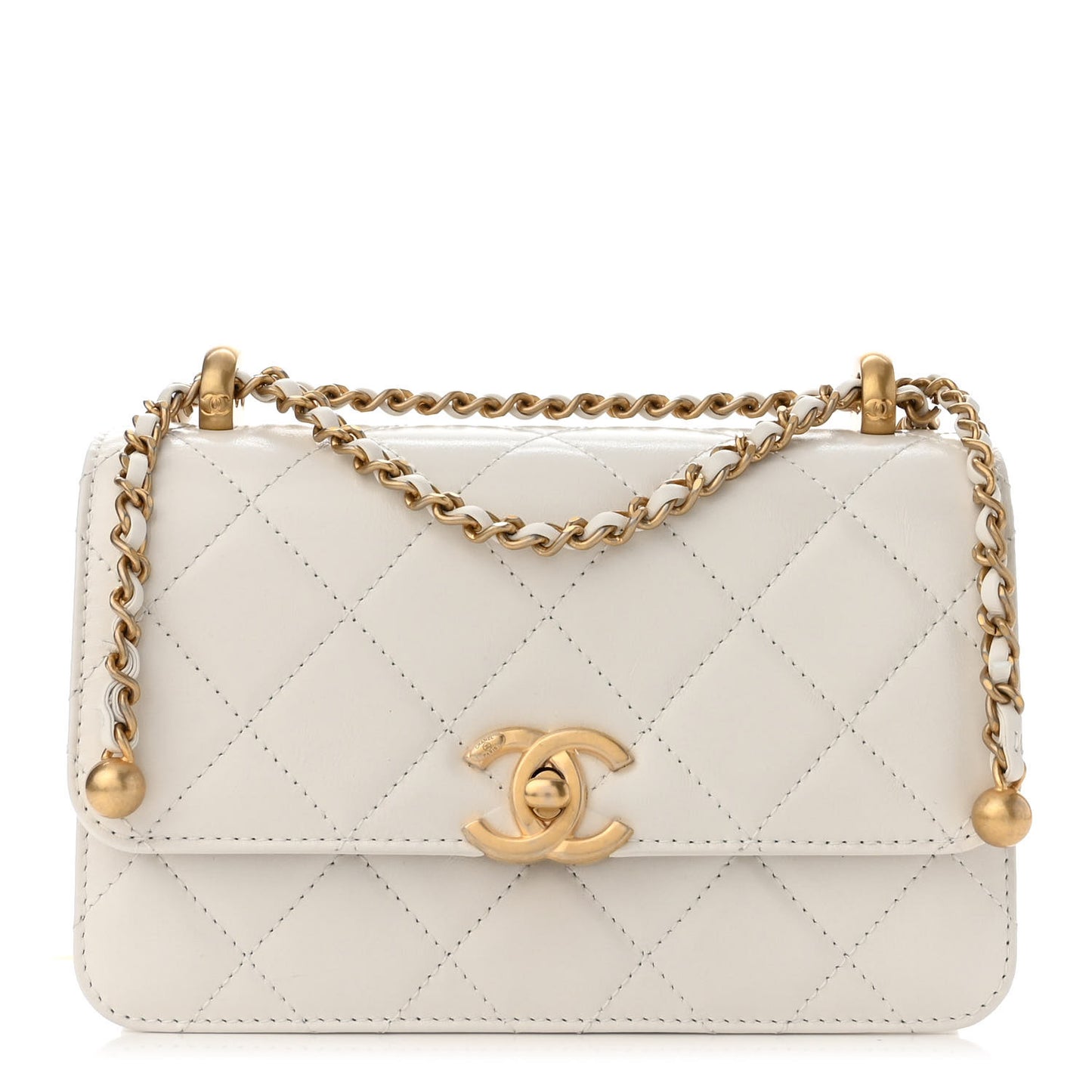 Calfskin Quilted Mini Perfect Fit Flap White