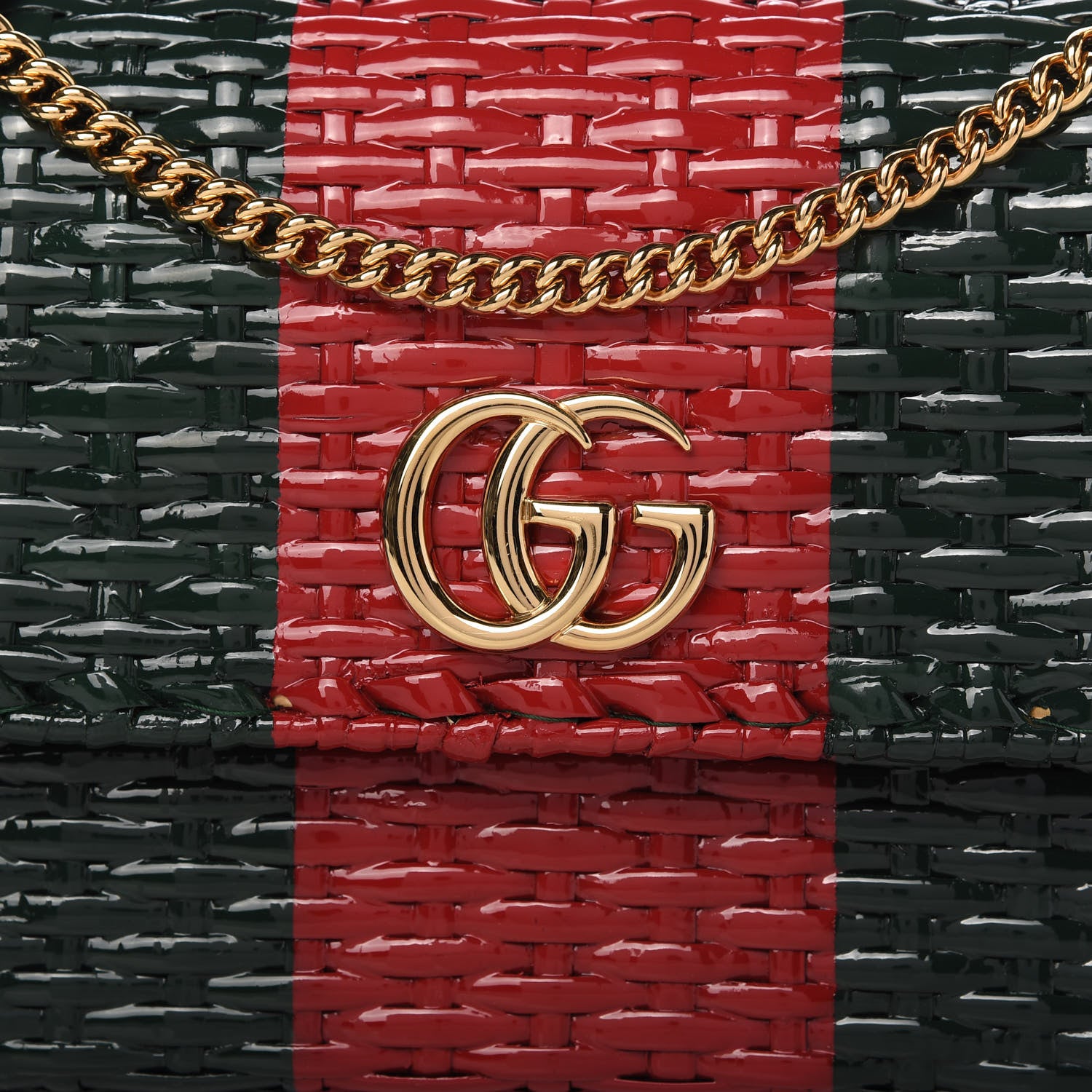 Gucci Glazed Wicker Stripe Small Cestino Shoulder Bag Green 10 of 12