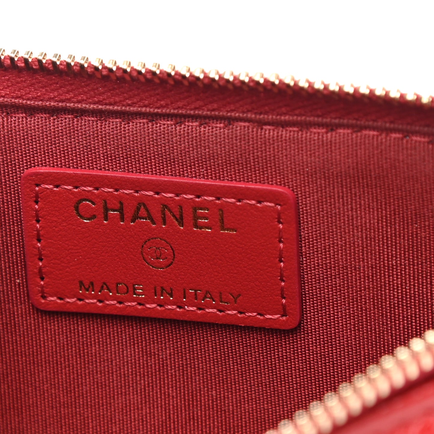 Caviar Camellia Embossed Classic Flat Wallet Pouch Red