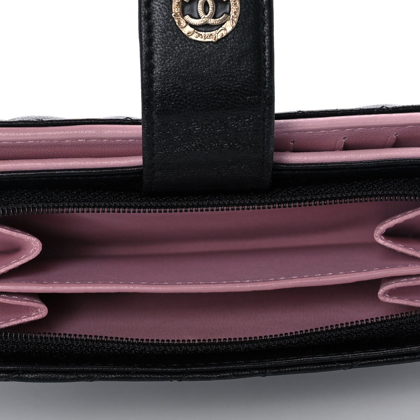 Lambskin Micro Quilted Double Wallet Black