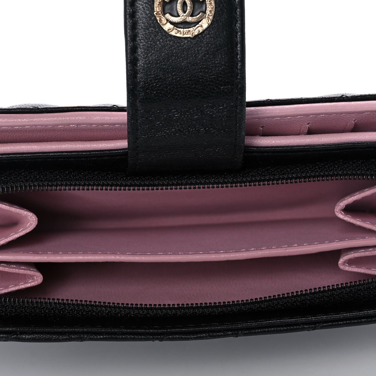 Chanel Lambskin Micro Quilted Double Wallet Black 6 of 11
