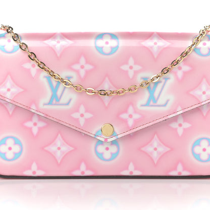 Louis Vuitton Vernis Valentine Felicie Pochette Chain Wallet Light Pink Neon 9 of 11