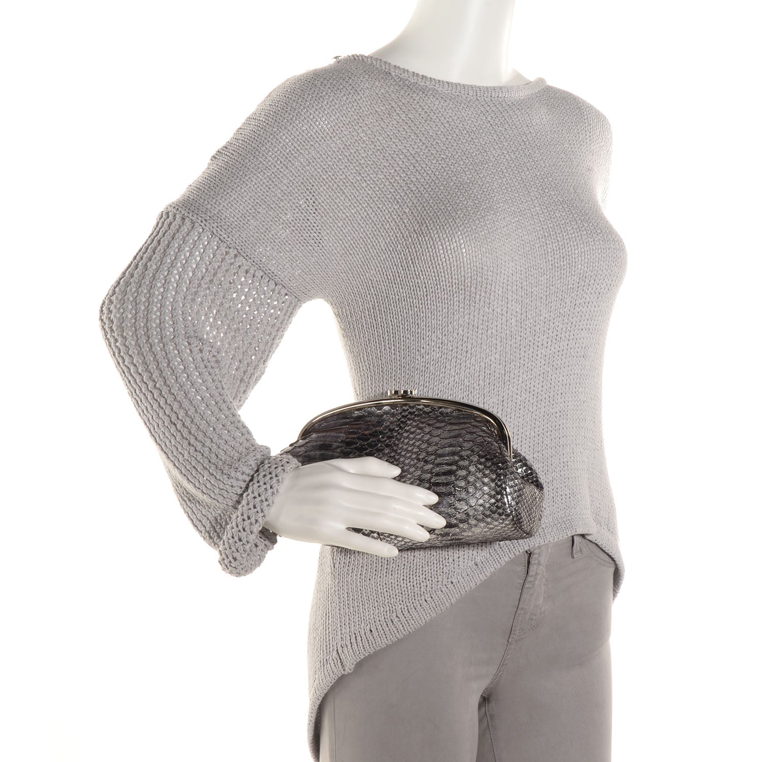 Chanel Python Timeless Clutch Dark Silver 2 of 7