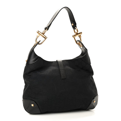 Gucci Monogram Piston Lock Jackie O Hobo Black 3 of 9