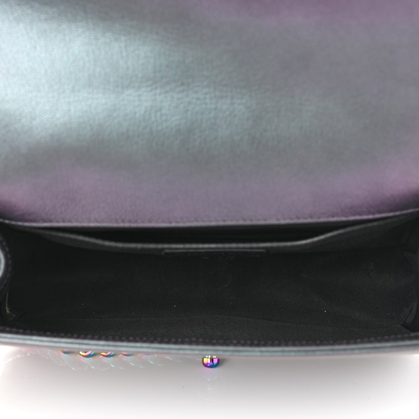 Iridescent Goatskin Quilted Medium Boy Flap Purple