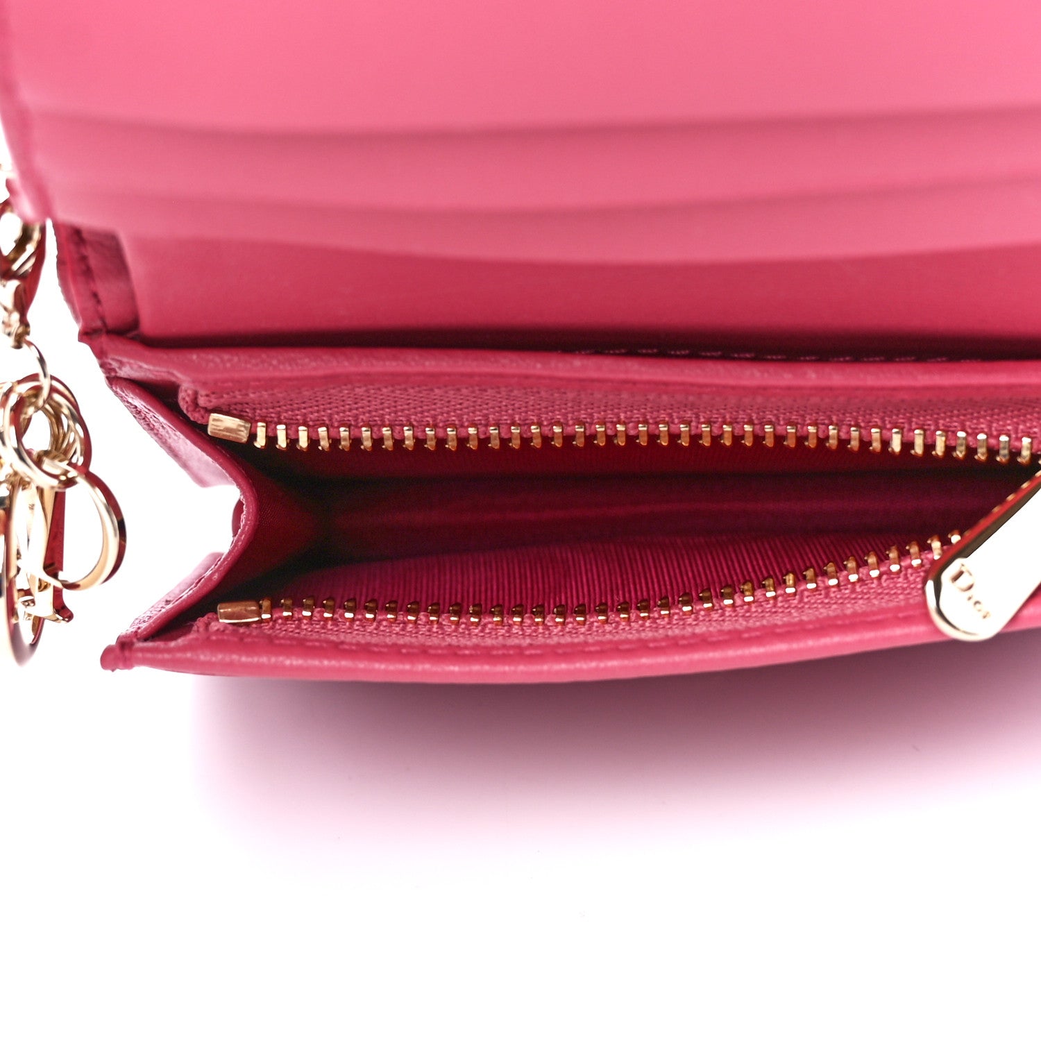 Christian Dior Lambskin Cannage Mini Lady Dior Wallet Pink 6 of 13