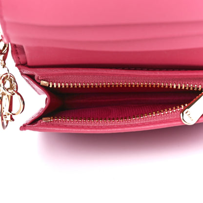 Christian Dior Lambskin Cannage Mini Lady Dior Wallet Pink 6 of 13