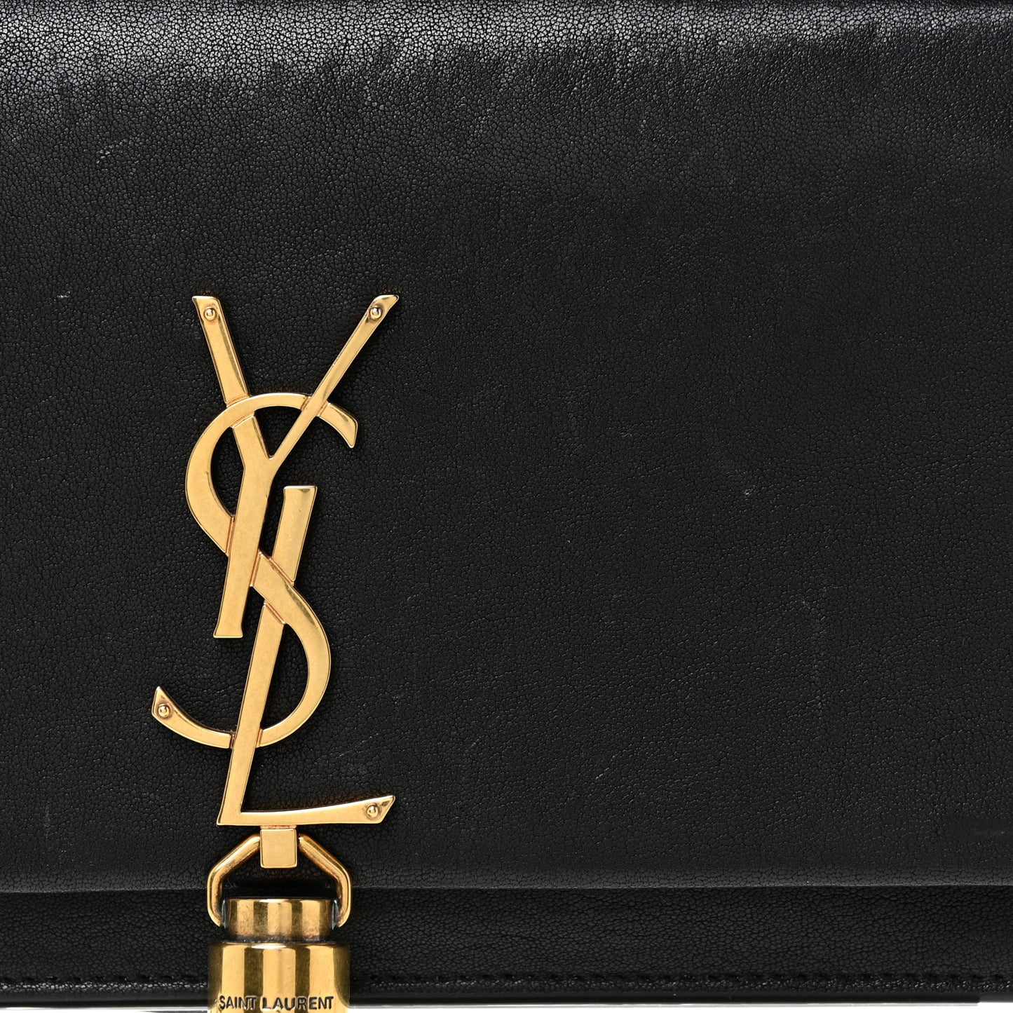 Smooth Calfskin Classic Monogram Kate Heart Tassel Heart Chain Wallet Black