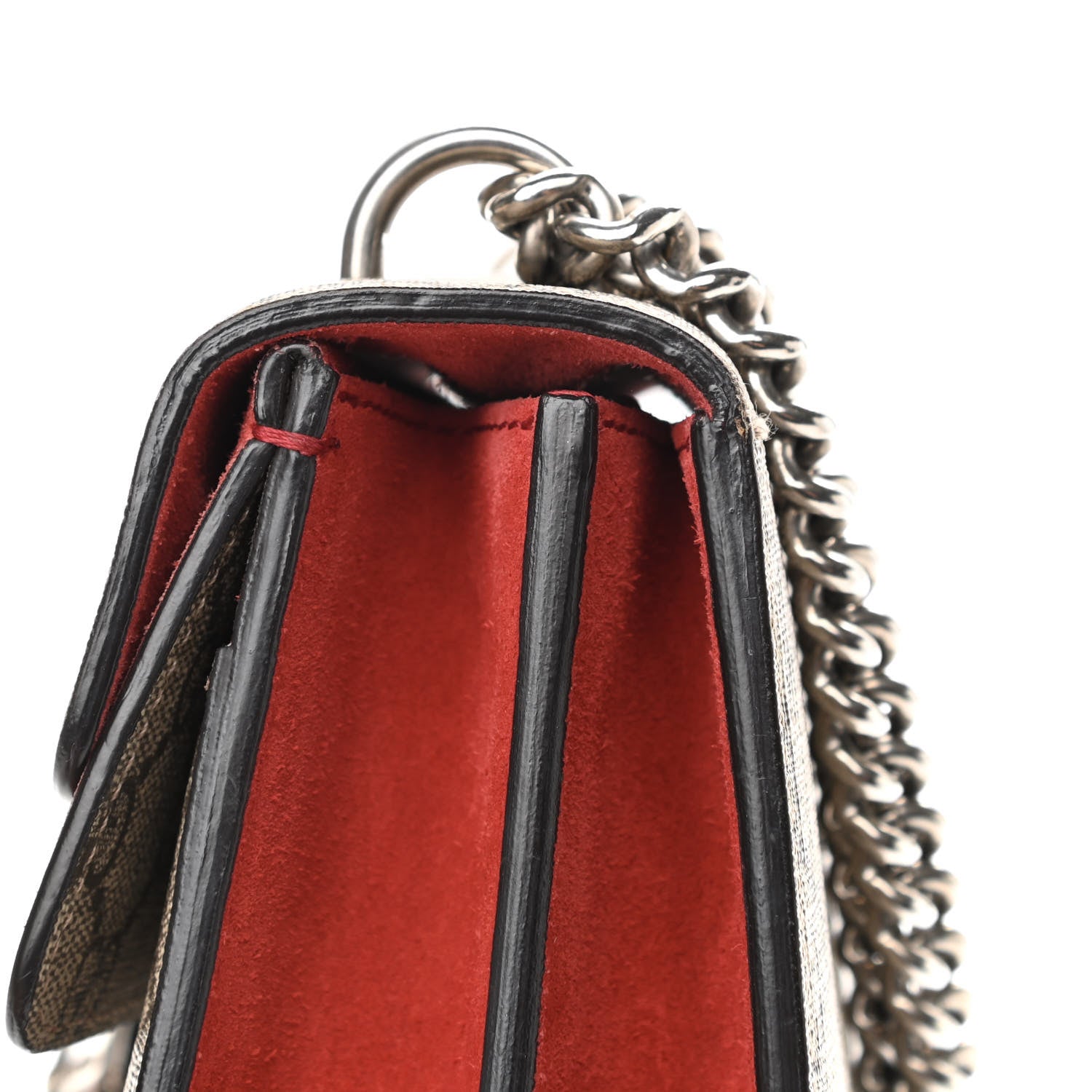Gucci GG Supreme Monogram Suede Small Dionysus Shoulder Bag Beige Ebony Vulcanic Red 18 of 18