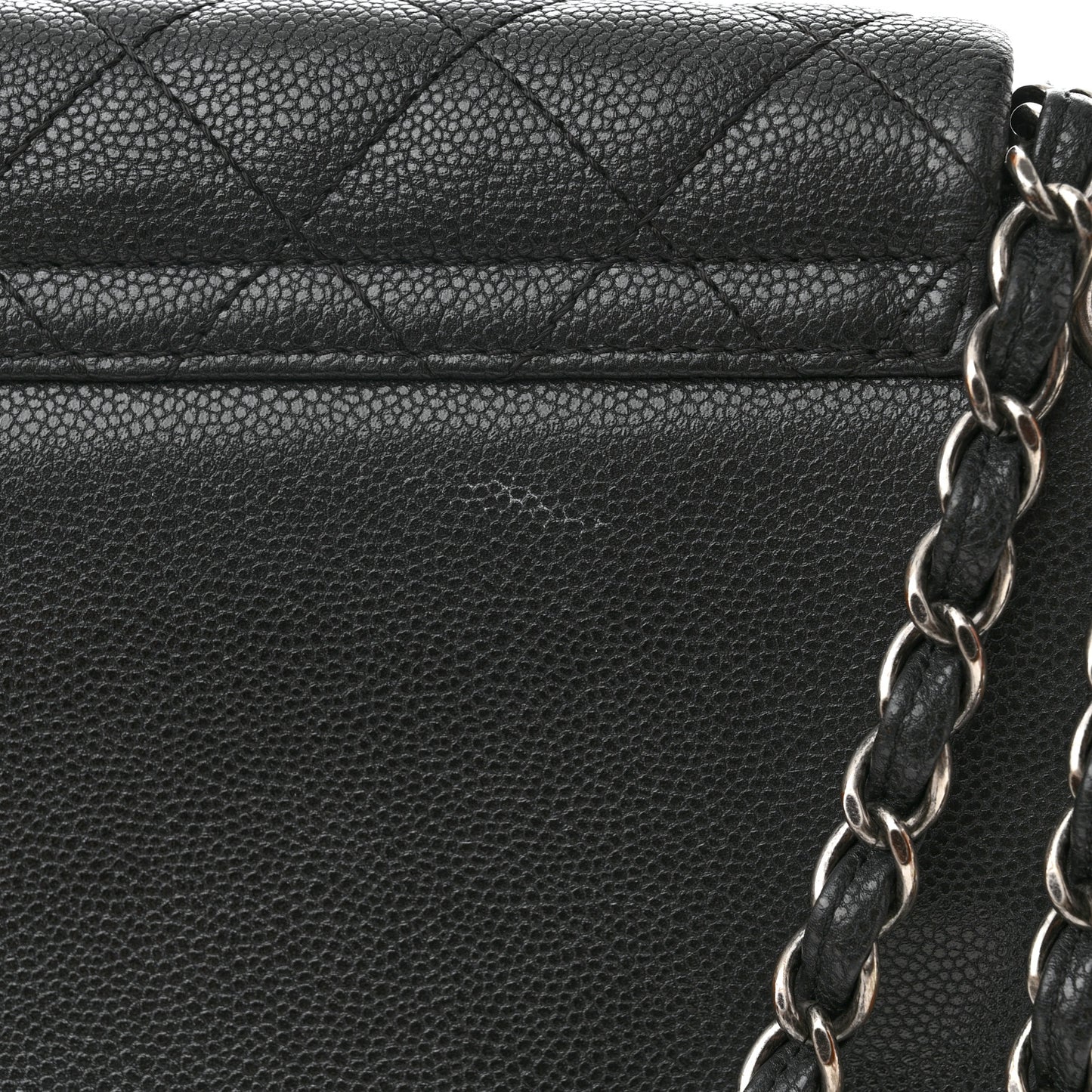 Caviar Quilted CC Accordion Shopping Bag Black