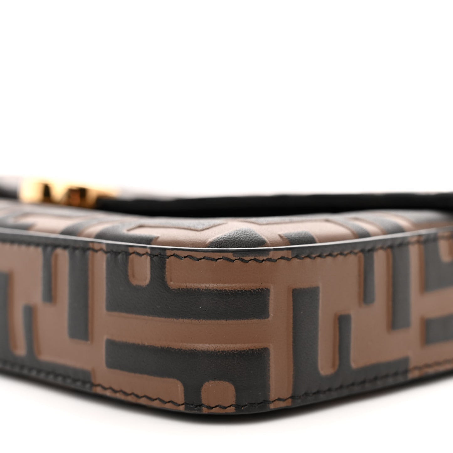 Vitello Soft F is Fendi Bi-Color FF 1974 Embossed Envelope Wallet On Chain with Pouches Maya Black