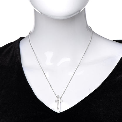 Gucci 18K White Gold Diamond Split Cross Pendant Necklace 2 of 7