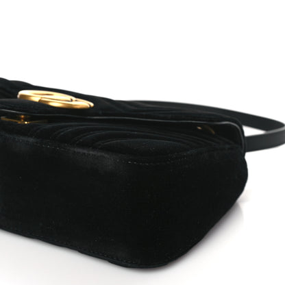 Gucci Velvet Matelasse Small GG Marmont Shoulder Bag Black 9 of 9
