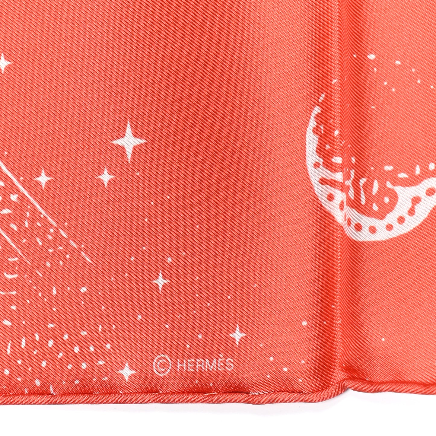 Silk Double Face Clair De Lune Scarf 90 Orange Gris White
