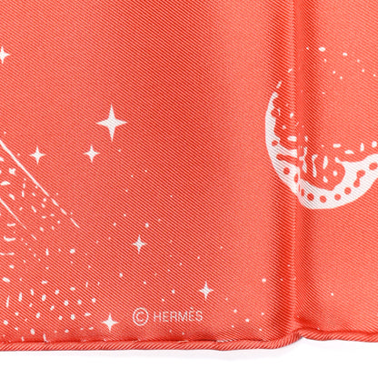 Hermes Silk Double Face Clair De Lune Scarf 90 Orange Gris White 5 of 6