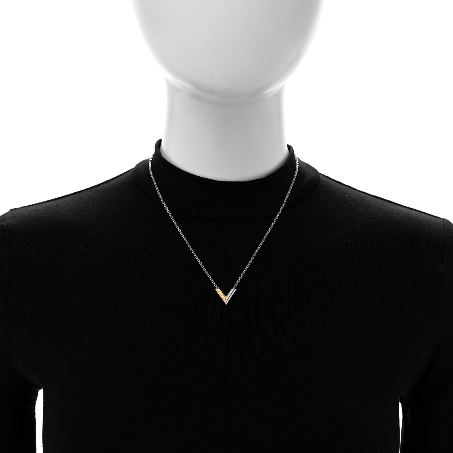 Louis Vuitton Essential V Uniformes Necklace Silver Gold 2 of 5
