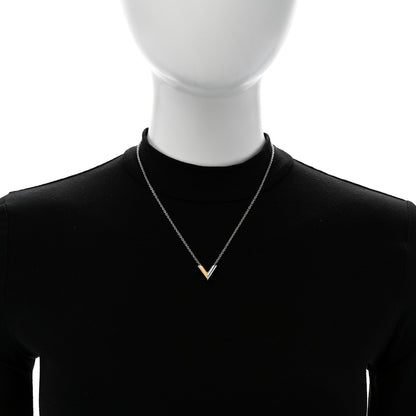 Louis Vuitton Essential V Uniformes Necklace Silver Gold 2 of 5