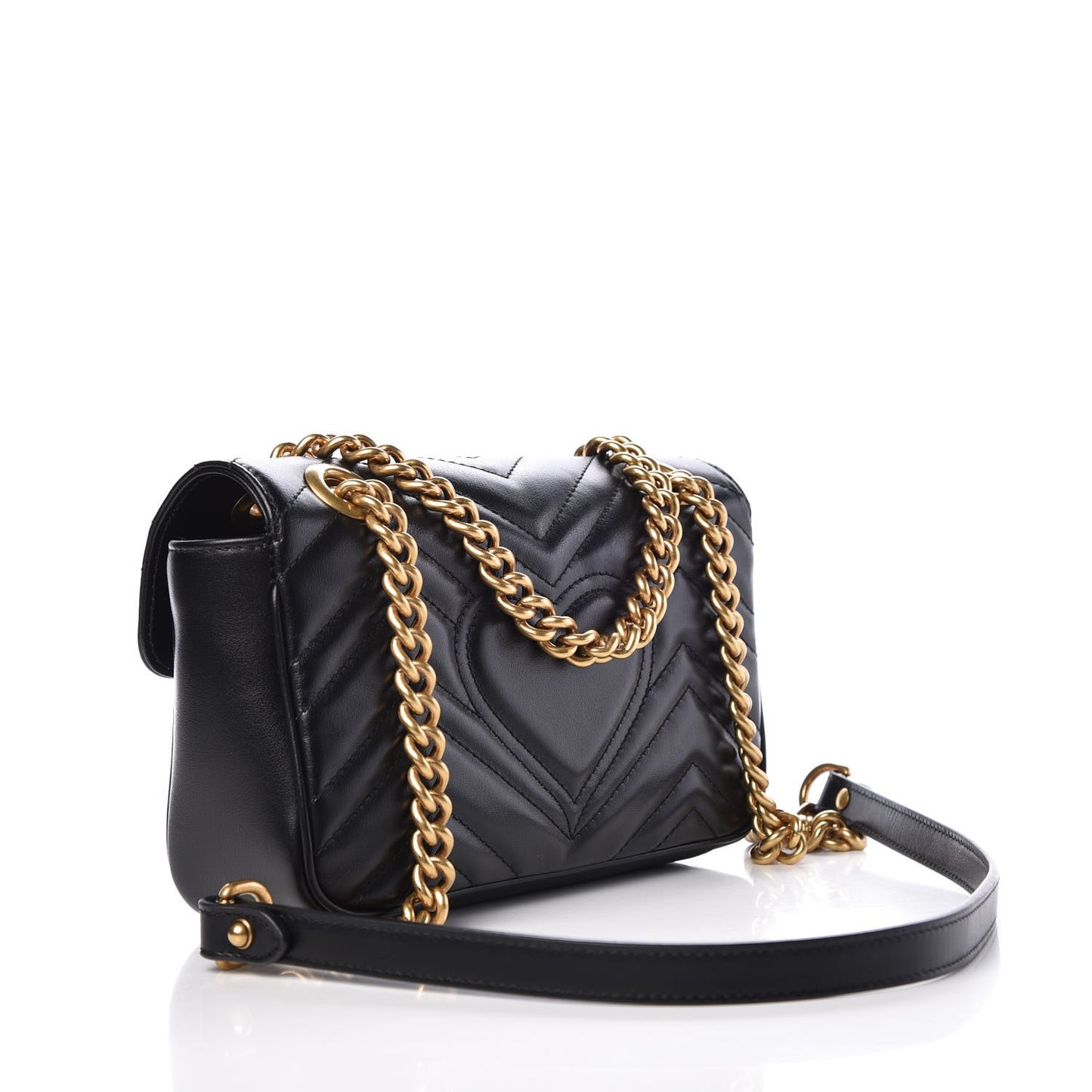 Calfskin Matelasse Mini GG Marmont Shoulder Bag Black