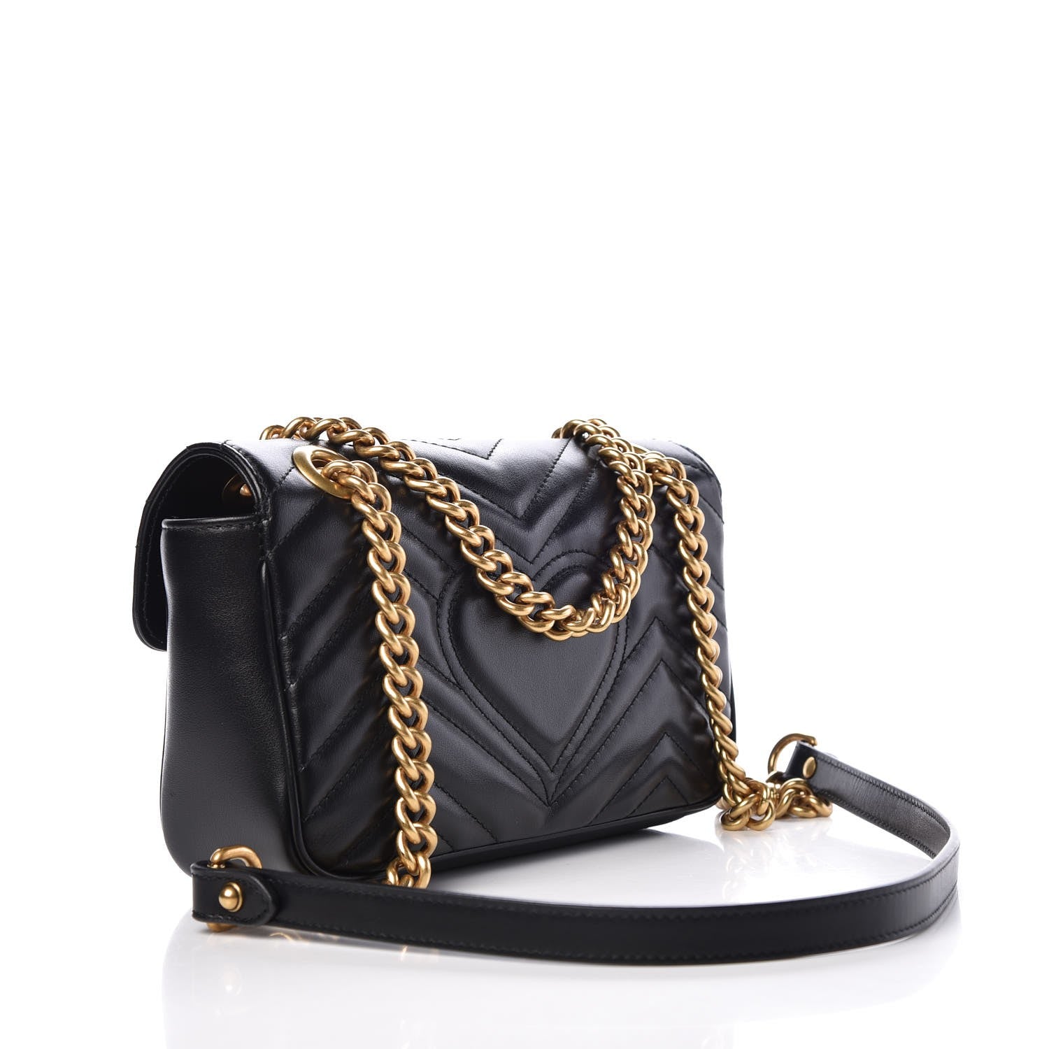 Gucci Calfskin Matelasse Mini GG Marmont Shoulder Bag Black 4 of 9