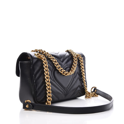 Gucci Calfskin Matelasse Mini GG Marmont Shoulder Bag Black 4 of 9