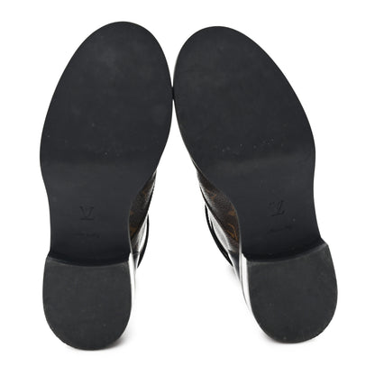 Louis Vuitton Calfskin Monogram Wonderland Flat Ranger Boots 38 Black 6 of 10