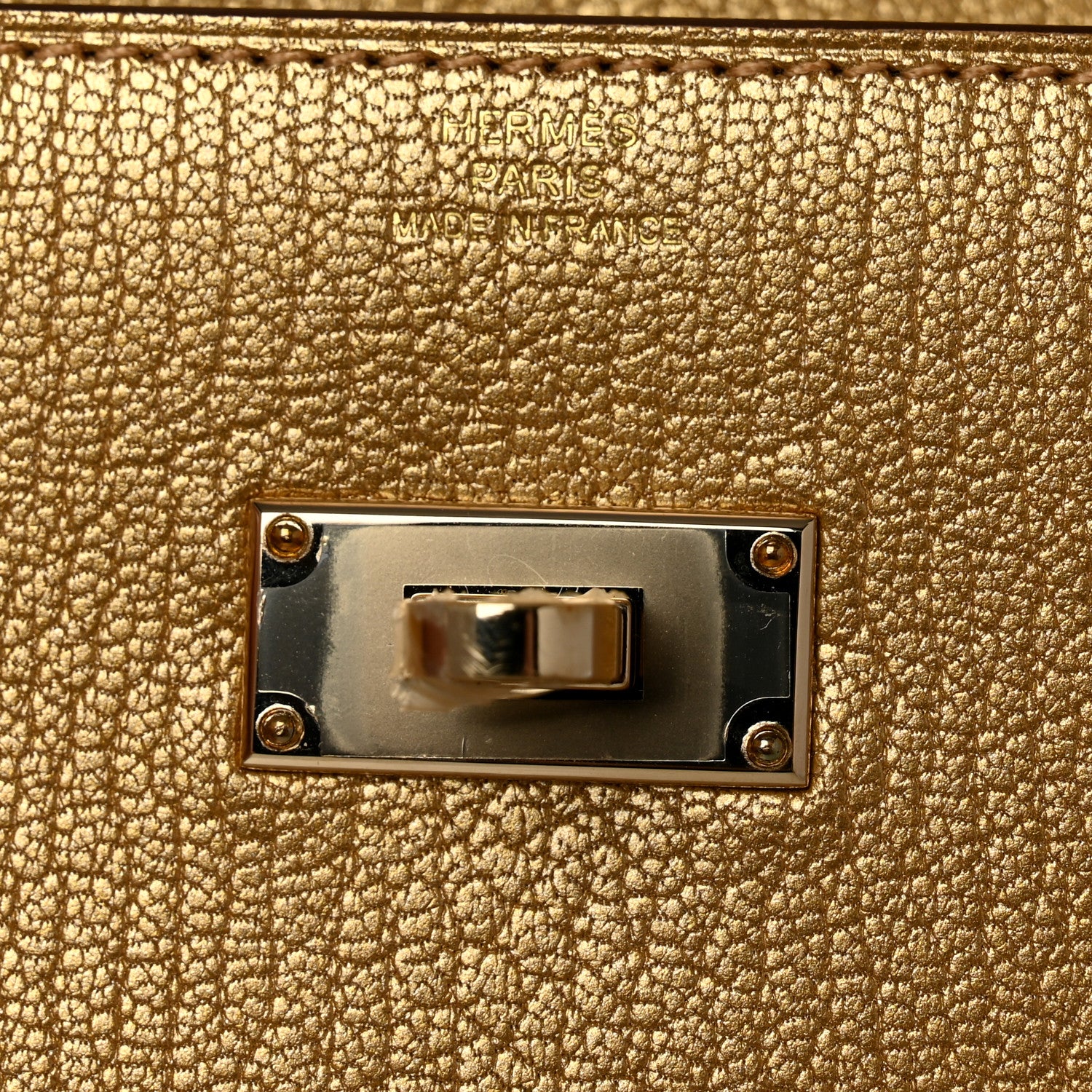 Hermes Metallic Chevre Chamkilight Kelly Pocket Long Wallet Dore 6 of 8