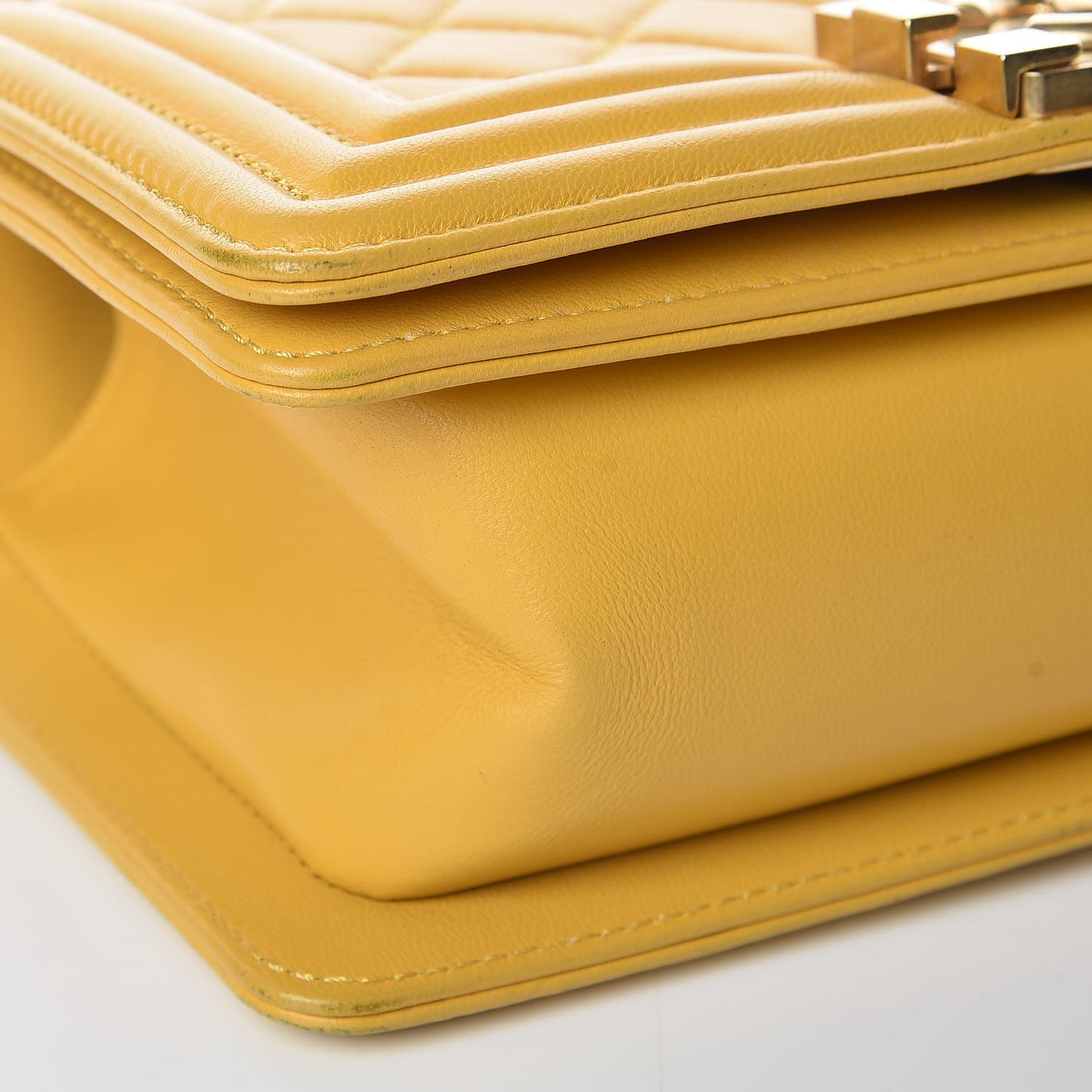 Lambskin Quilted Small Boy Flap Yellow