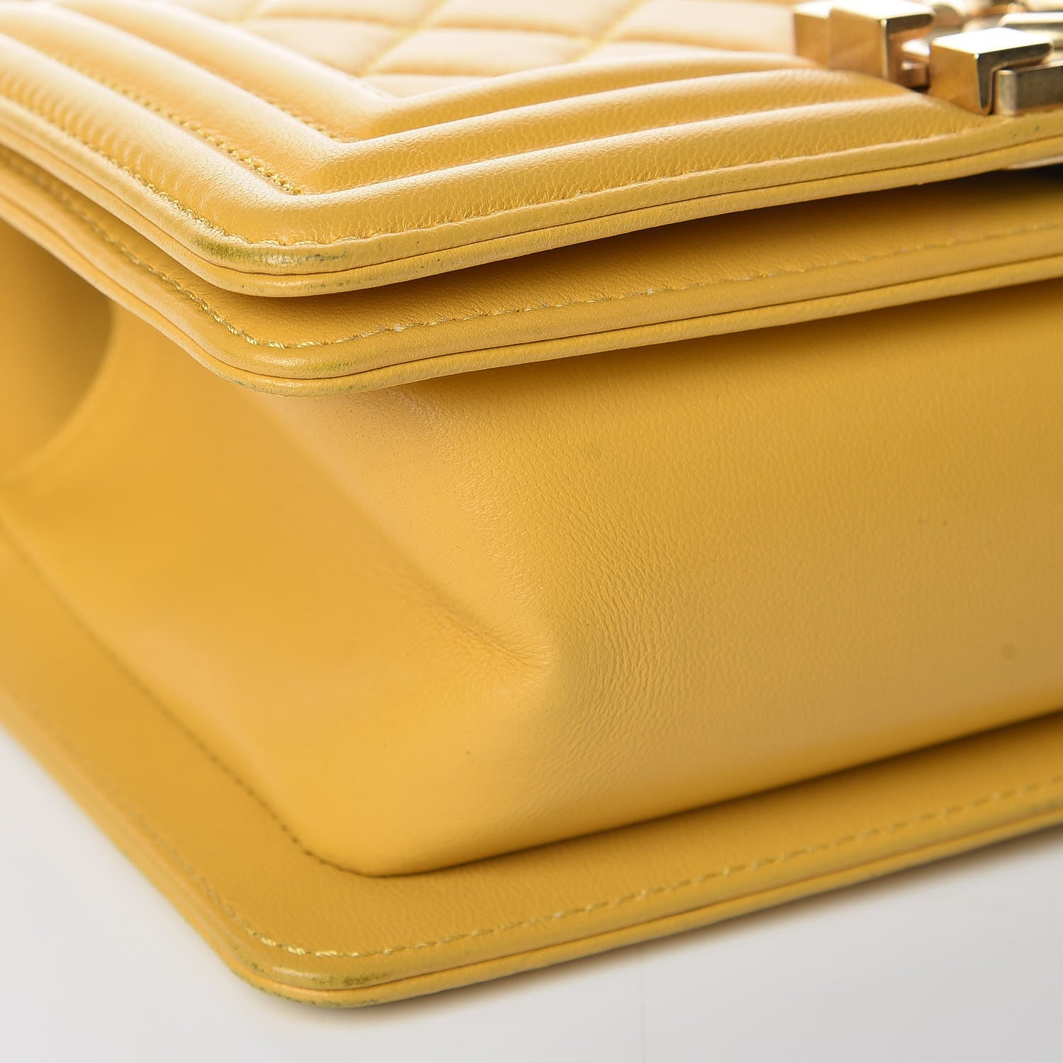 Chanel Lambskin Quilted Small Boy Flap Yellow 11 of 15