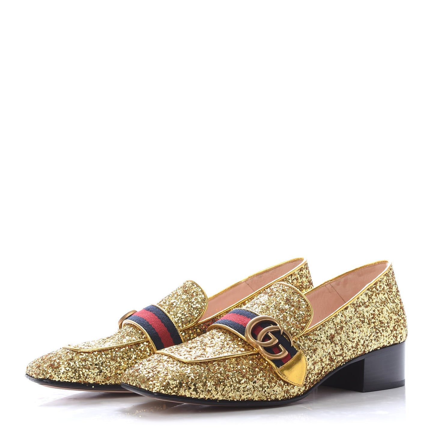 Glitter Web Peyton Loafers 39 Gold