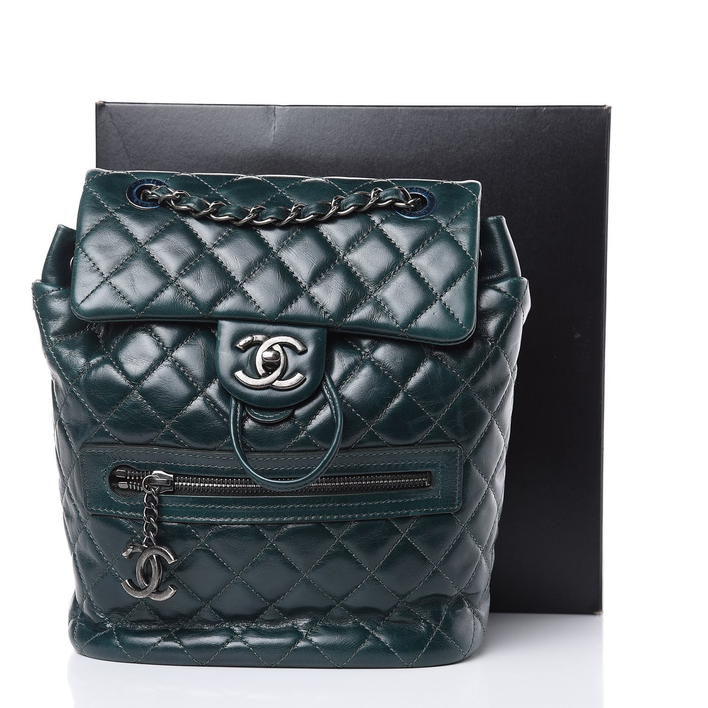 Glazed Calfskin Quilted Small Salzburg Mountain Backpack Dark Green