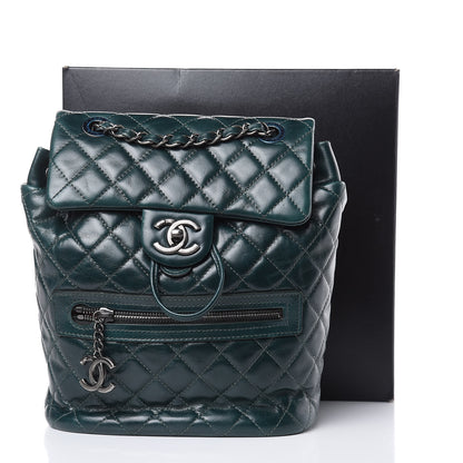 Chanel Glazed Calfskin Quilted Small Salzburg Mountain Backpack Dark Green 13 of 13