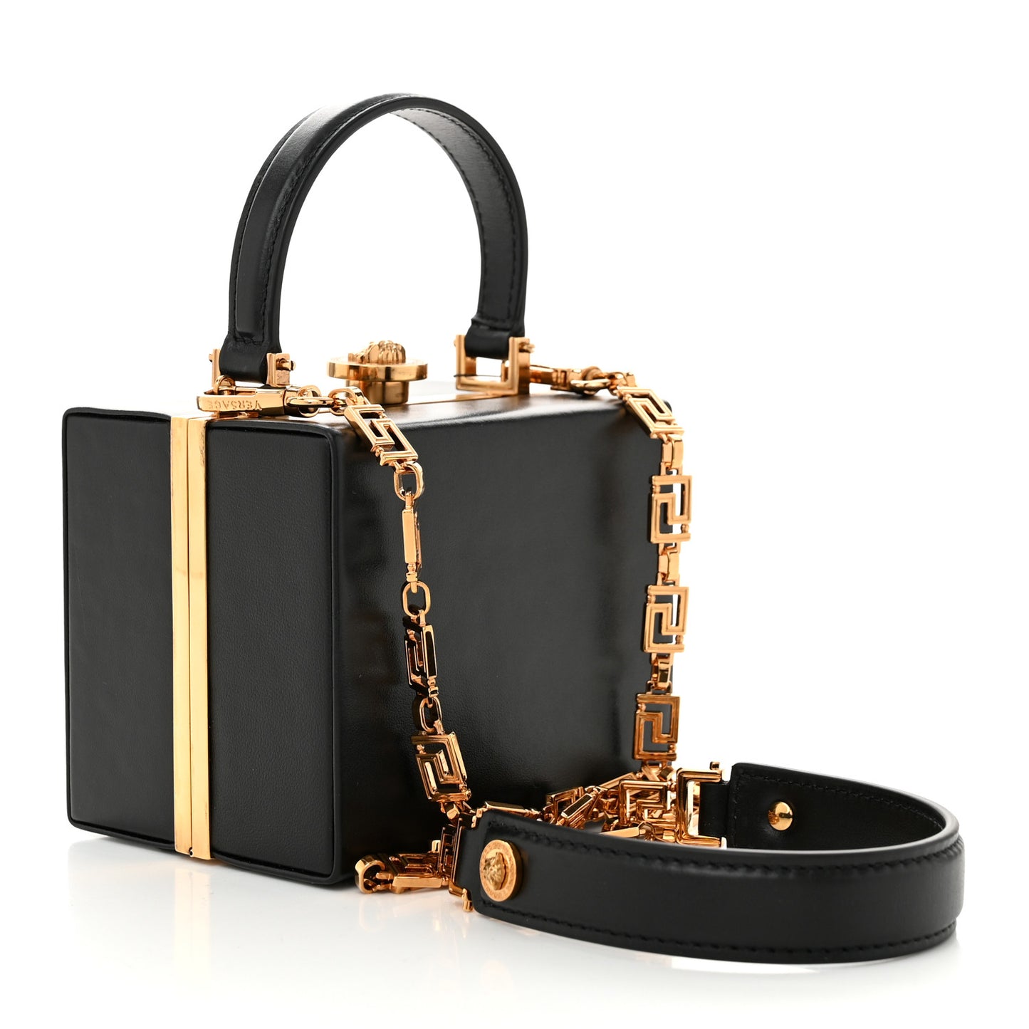 Calfskin Virtus Square Shoulder Bag Black