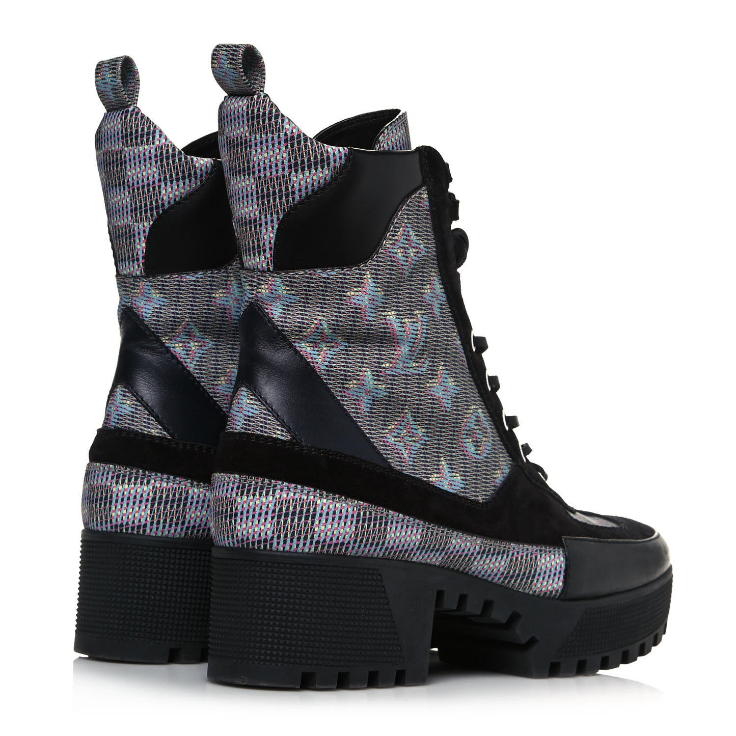 Monogram LV Pop Suede Calfskin Laureate Platform Desert Boots 40 Blue