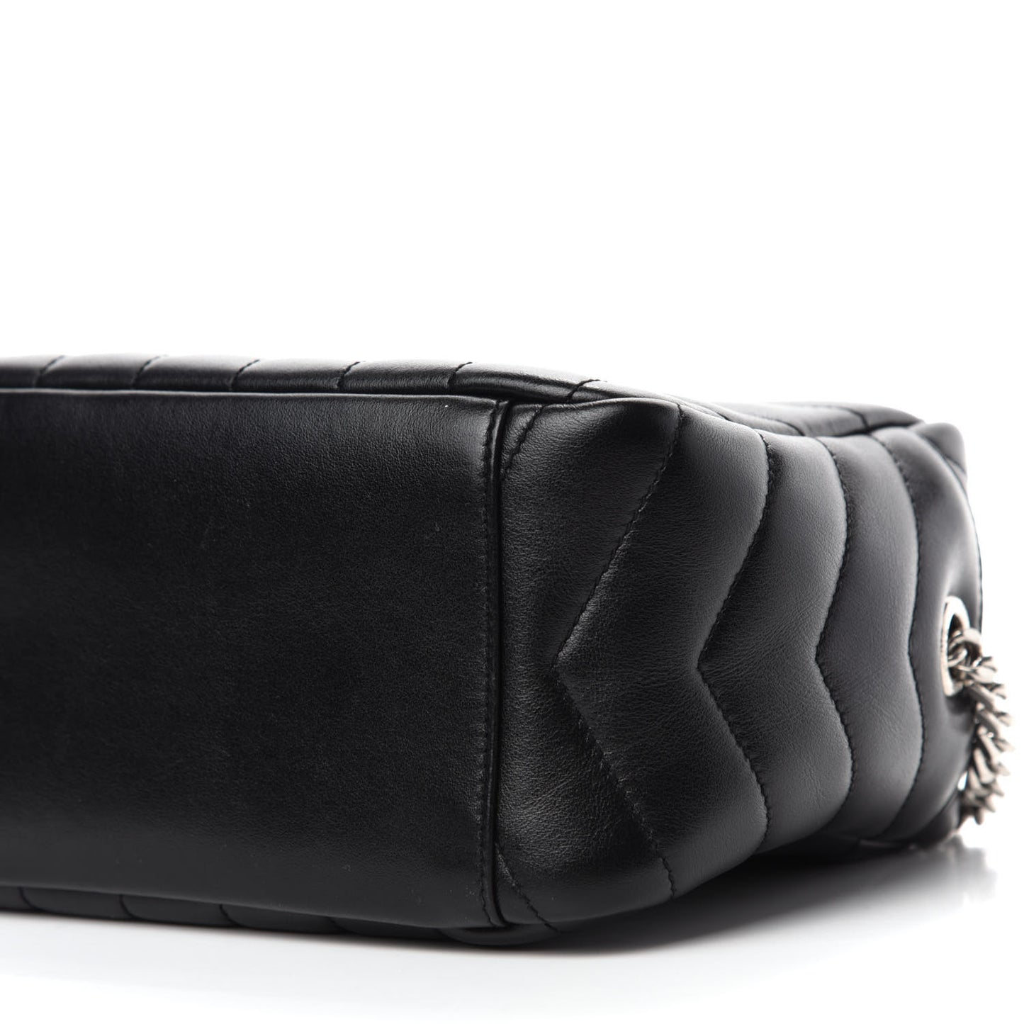 Calfskin Y Quilted Monogram Small Loulou Bowling Bag Black