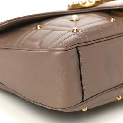 Gucci Calfskin Matelasse Studded Medium Pearly GG Marmont Shoulder Bag Porcelain Rose 9 of 11