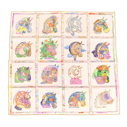 Hermes Silk Chevaloscope Scarf 90 Rose Nacre Vert Multicolor 1 of 5