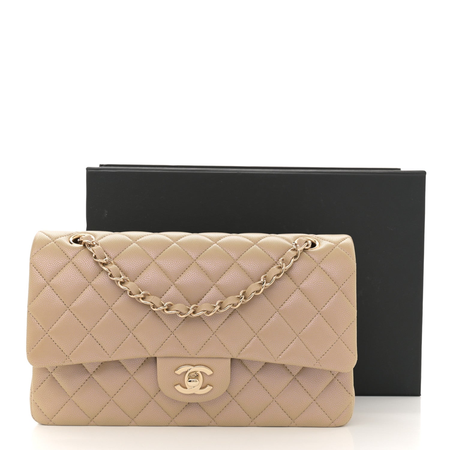 Chanel Iridescent Caviar Quilted Medium Double Flap Dark Beige 11 of 11