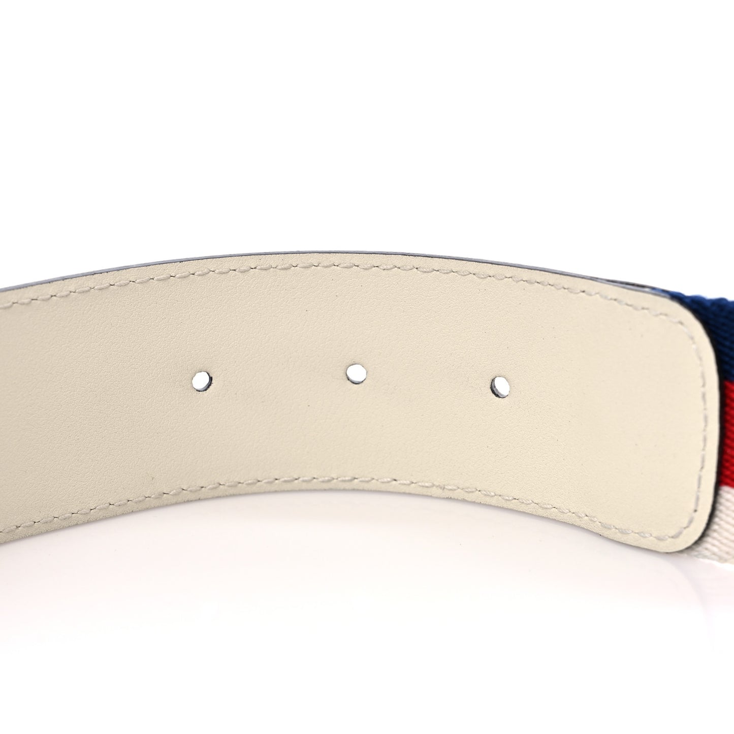 Nylon Calfskin Sylvie Web Double G 40mm Belt 80 32 Mystic White Hibiscus Red Maritime