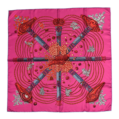 Hermes Silk Chemins De Corail Scarf 90 Fuchsia Gris Bordeaux 1 of 5
