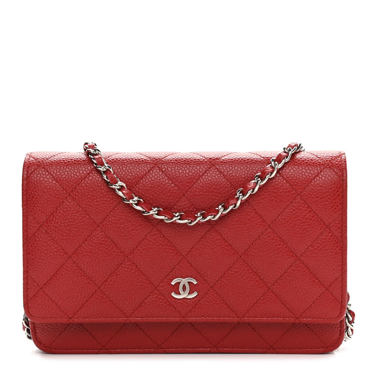Caviar Quilted Wallet On Chain WOC Red