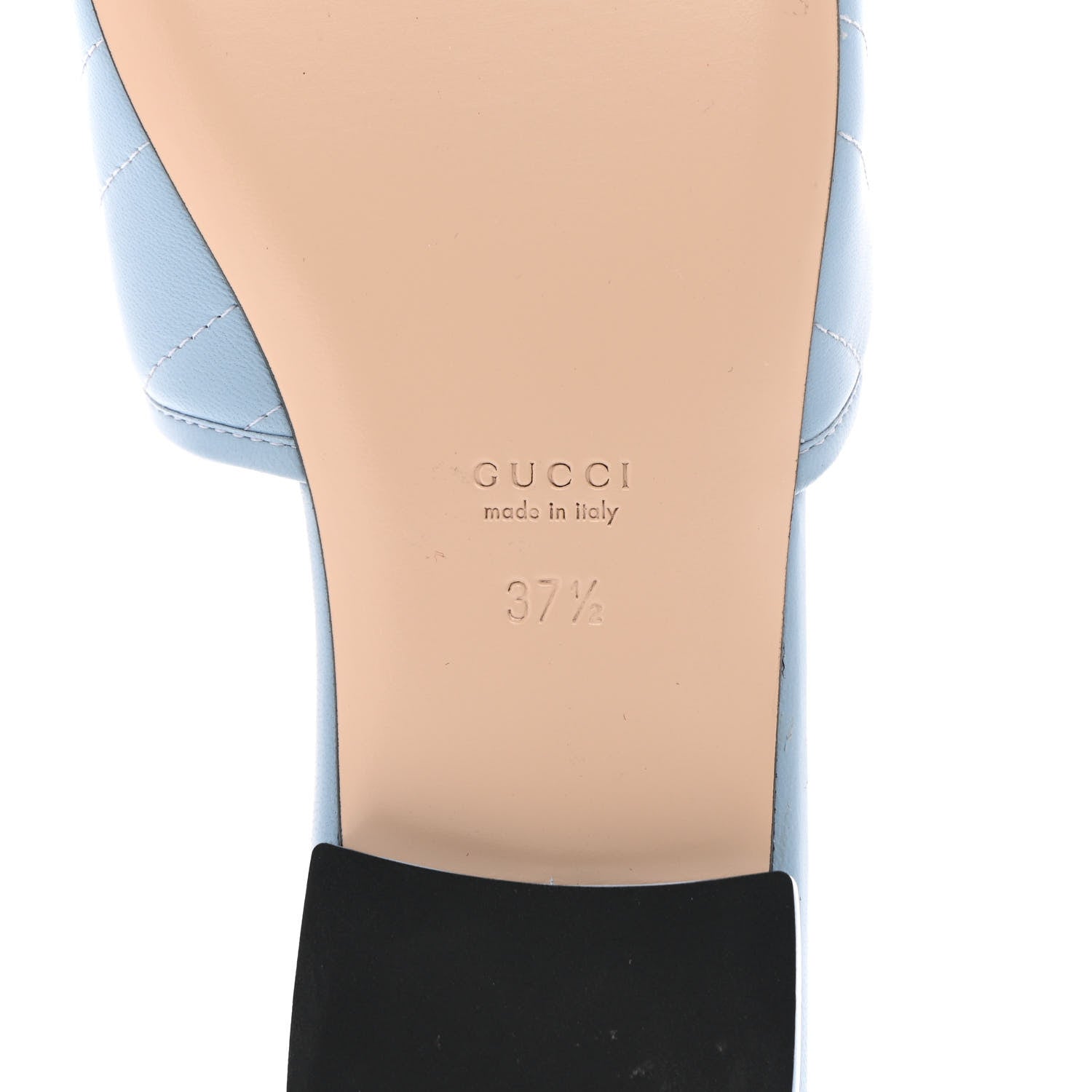 Gucci Nappa Matelasse GG Marmont Flat Slide Sandals 37.5 Porcelain Light Blue 8 of 12