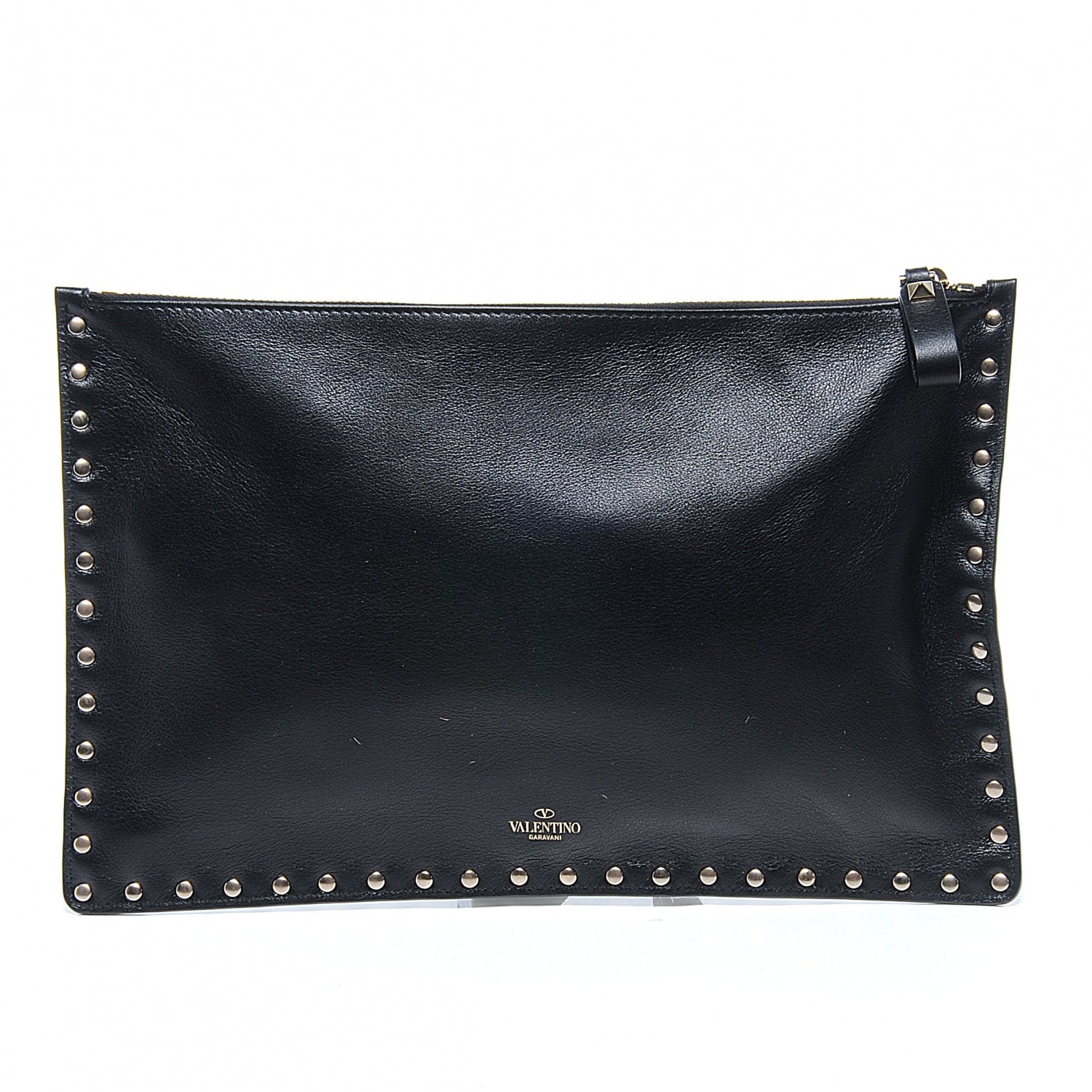 Valentino Garavani Vitello Large Rockstud Zip Pouch Black 1 of 9
