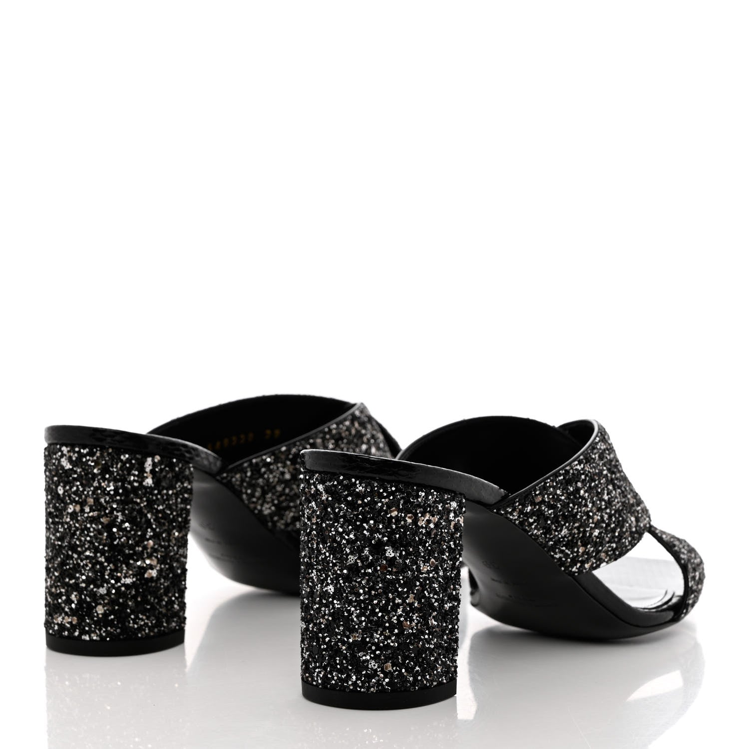 Saint Laurent Glitter LouLou 70 Mule Sandals 39 Black Gold 4 of 9
