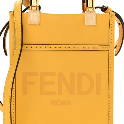 Fendi Vitello King Plexiglass Logo Embossed Mini Fendi Sunshine Shopper Tote Mimosa 8 of 12