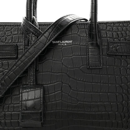 Saint Laurent Calfskin Crocodile Embossed Nano Sac De Jour Black 8 of 10