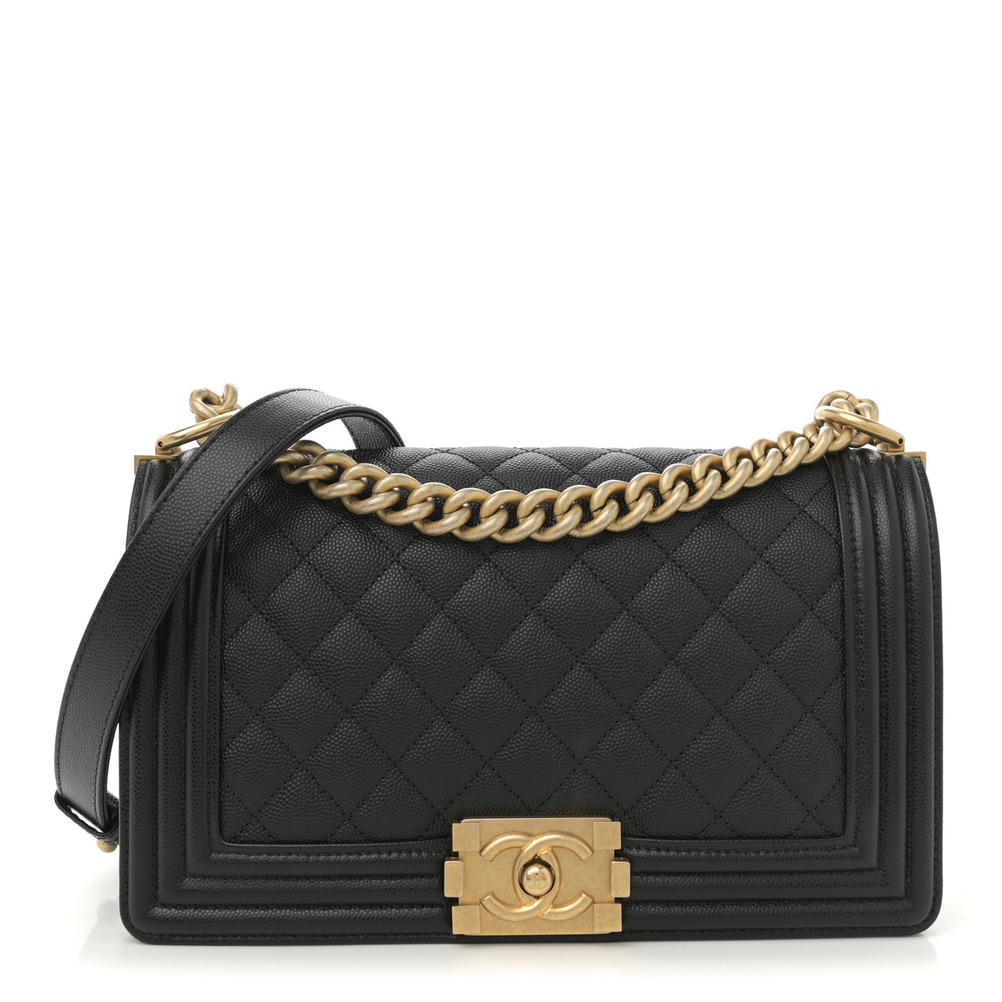 Caviar Quilted Medium Boy Flap Black