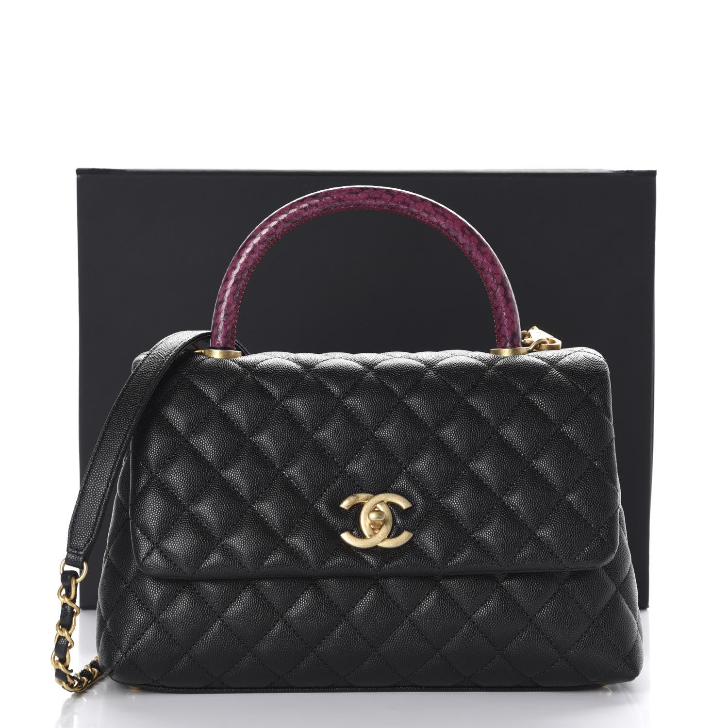 Chanel Caviar Elaphe Quilted Small Coco Handle Flap Black 11 of 11